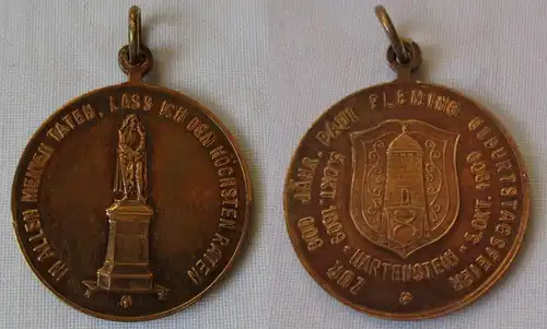 Medaille 300 jährige Paul Fleming Geburtstagsfeier Hartenstein 1909 (155148)