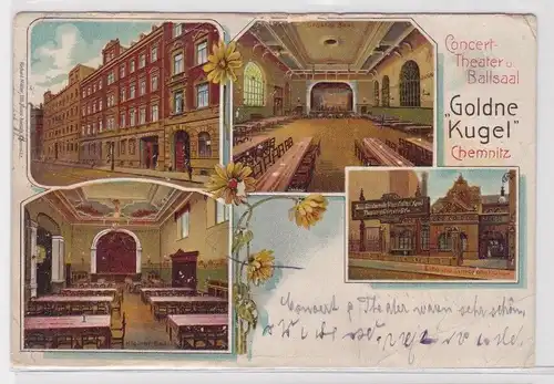 54639 AK Chemnitz - Concert-, Theater- & Ballsaal "Goldene Kugel" 1908