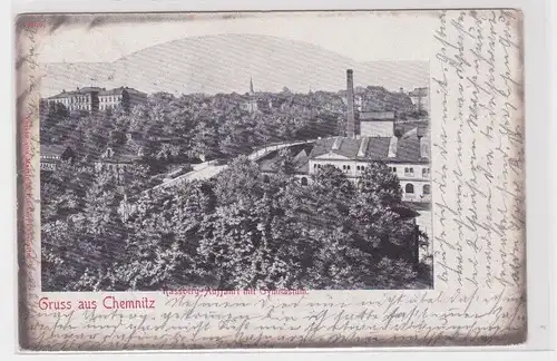 900541 AK Chemnitz - Kassberg-Auffahrt mit Gymnasium mit Waldpartie 1902