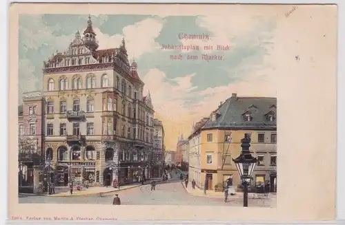 900907 Präge AK Chemnitz - Johannisplatz mit Blick nach dem Markte um 1900