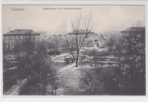 903748 AK Chemnitz - Wettinerplatz mit Schlachthofanlagen 1907