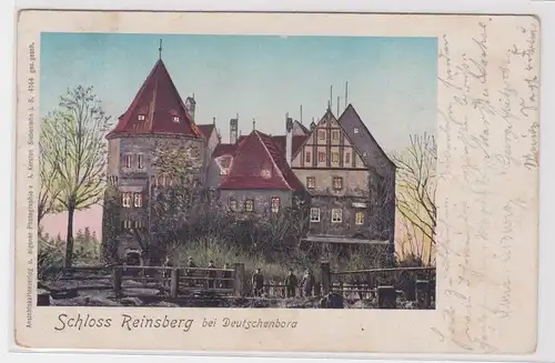 98445 Ak Schloss Reinsberg bei Deutschenbora mit leuchtenden Fenstern 1901