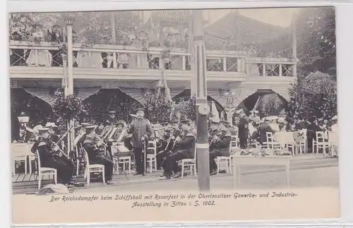 34406 Ak Reichsdampfer b.d Oberl. Gewerbe-& Industrie Ausstellung in Zittau 1902