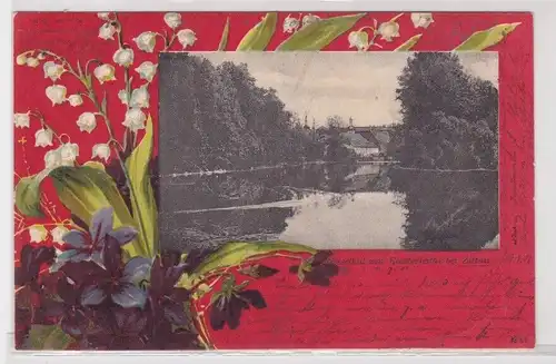 03328 Blüten Passepartout Ak Neissethal mit Klosterleithe bei Zittau 1901