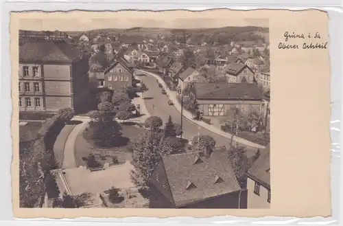 904558 Ak Grüna - Oberer Ortsteil, Straßenansicht 1940