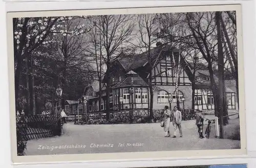 91123 Ak Chemnitz - Zeisigwaldschänke mit Gartnpartie und Obern 1940