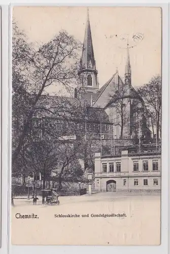 99571 Ak Chemnitz - Schlosskirche und Gondelgesellschaft 1913