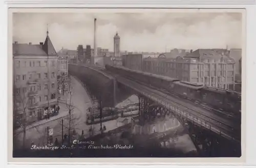 905233 Foto Ak Chemnitz Annaberger Straße mit Eisenbahn Viadukt 1931