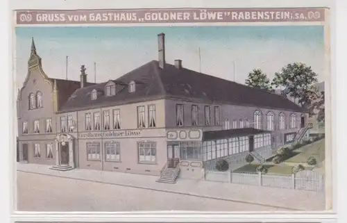 904522 Ak Gruß vom Gasthaus "Goldener Löwe" Rabenstein in Sachsen 1919
