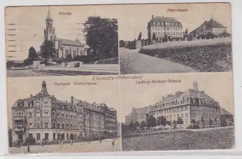 07042 Mehrbild Ak Chemnitz Hilbersdorf Post Orthstrasse usw. 1918