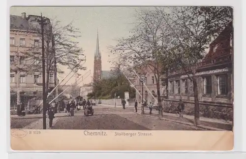 905169 Ak Chemnitz Stollberger Strasse mit Bahnübergang um 1900