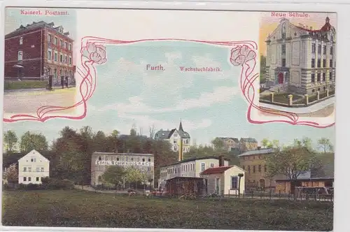 905317 Ak Chemnitz Furth Wachstuchfabrik, Postamt, Schule um 1910