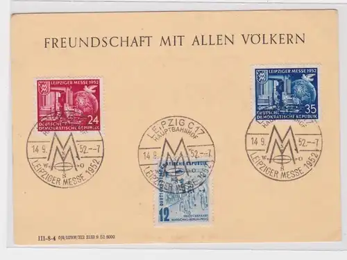 97387 DDR Sonderblatt Leipziger Messe 1952 + Friedensfahrt WBP 1952