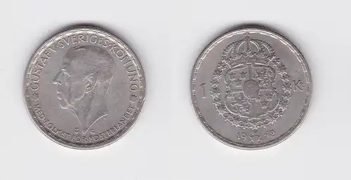 1 Krone Silber Münze Schweden 1942 (135501)