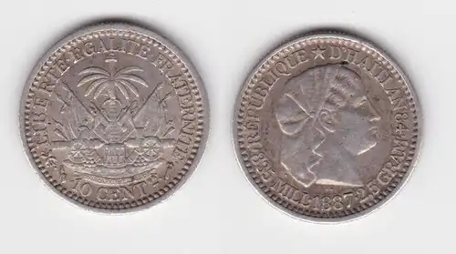 10 Cents Silber Münze Republique D´Haiti 1887 vz (143417)