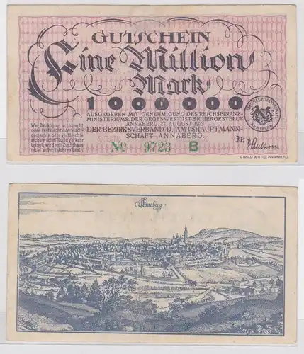 1 Million Mark Banknote Amtshauptmannschaft Annaberg 27.8.1923 (156586)