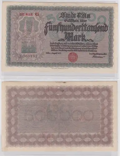500000 Mark Banknote Inflation Notgeld Stadt Köln 1.8.1923 (155163)