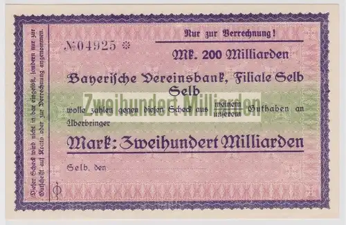 200 Milliarden Mark Banknote Bayerische Vereinsbank Filiale Selb 1923 (159319)