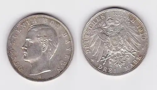 3 Mark Silbermünze Bayern König Otto 1910 Jäger 47 (155149)