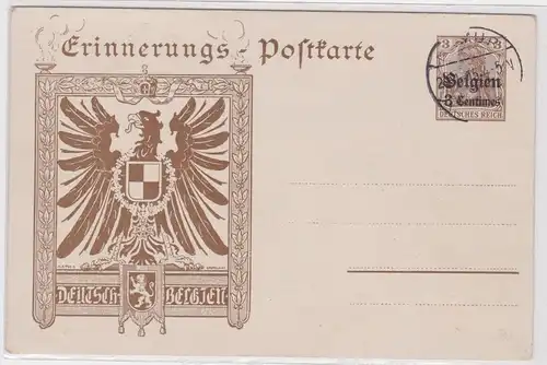 94907 GS Erinnerungspostkarte 3 Cent Besetzungsausgabe Deutsch Belgien 1914/1918