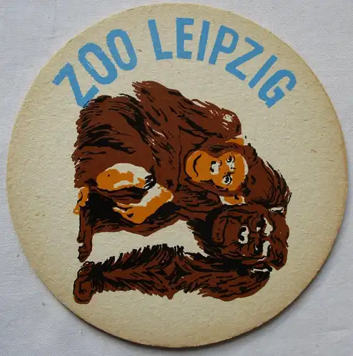 Bierdeckel DDR-Gebiet Zoo Leipzig Zoologischer Garten mit 2 Affen (162395)