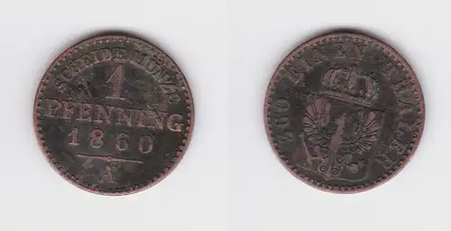 1 Pfennig Kupfer Münze Preussen 1860 A ss (161362)