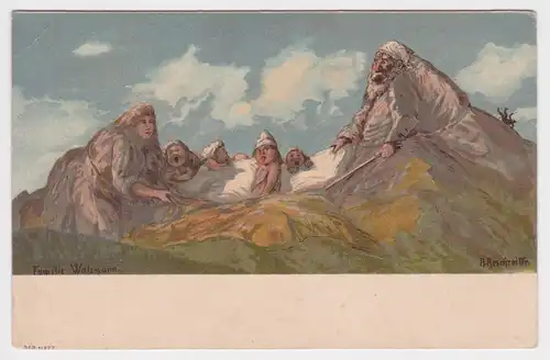 69194 Künstler Ak Familie Watzmann, Gebirgsstocks Alpen von R. Reschreiter