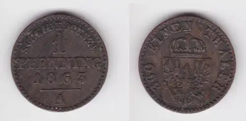 1 Pfennig Kupfer Münze Preussen 1863 A ss (161388)