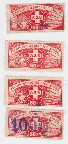 4 seltene Spenden Marken des Arbeiter Samariter Bund A.S.B. um 1920 (77220)