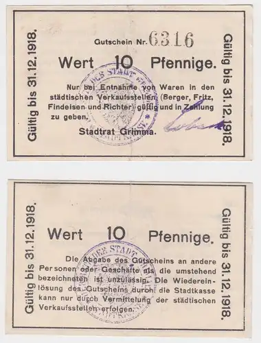 10 Pfennig Banknote Notgeld Stadtrat Grimma 31.12.1918 (152292)
