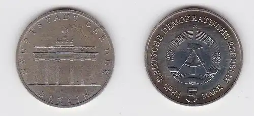DDR Gedenk Münzen 5 Mark Brandenburger Tor 1981 (131164)