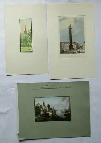 3 Kunstwerke Kunstdrucke etwa 1850 - 1915 Stolzenfels, La Place Vendome (111636)