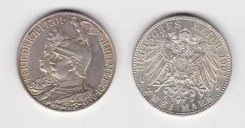 2 Mark Silbermünze Preussen 200 Jahre Königreich 1901 Jäger 105 vz (150088)