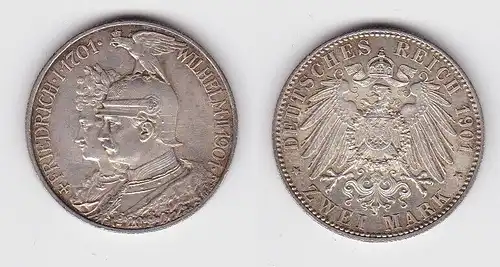 2 Mark Silbermünze Preussen 200 Jahre Königreich 1901 Jäger 105 vz (150443)