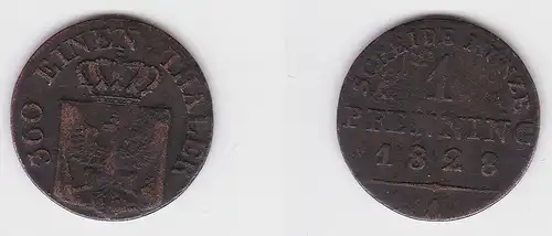 1 Pfennig Bronze Münze Preussen 1828 A  f.ss (150713)