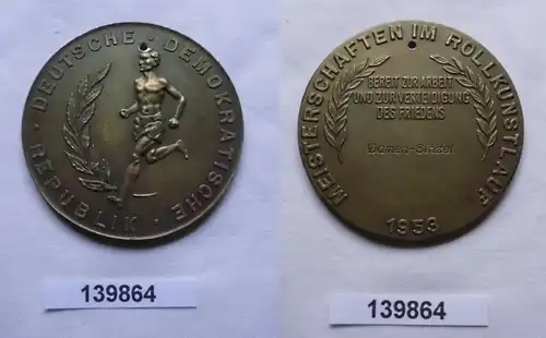DDR Sport Medaille Meisterschaften im Rollkunstlauf 1953 Damen-Einzel (139864)
