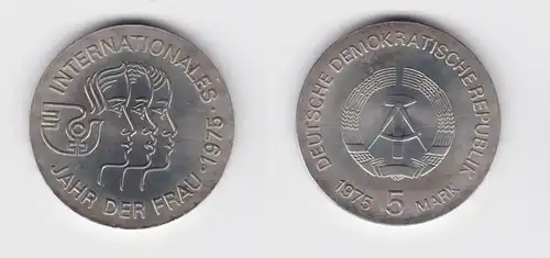 DDR Gedenk Münze 5 Mark Internationales Jahr der Frau 1975 Stempelglanz (137048)