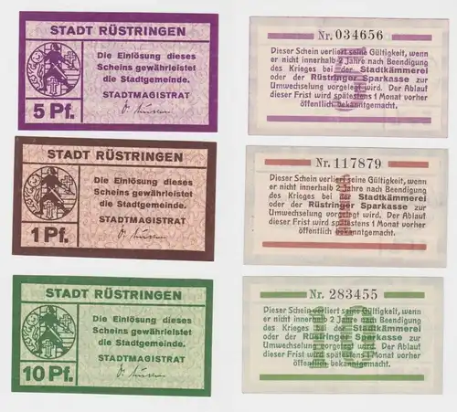 1 - 10 Pfennig Banknote Notgeld Stadt Rüstringen 1917 (136203)