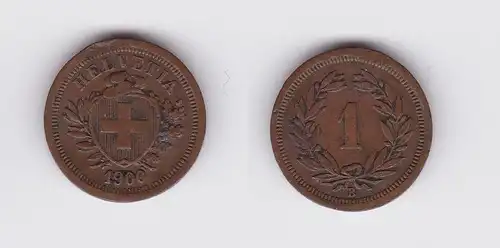 1 Rappen Kupfer Münze Schweiz 1900 B (121923)