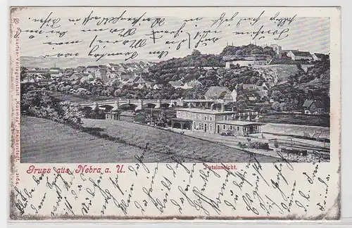 93297 AK Gruss aus Nebra an der Unstrut - Totalansicht mit Bahnhof 1905