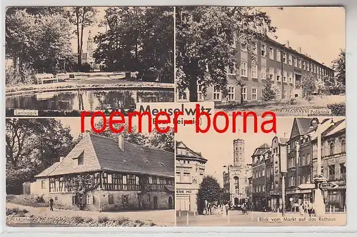 69272 Mehrbild Ak Meuselwitz Poliklinik, Leninpark, Mühle, Markt 1962