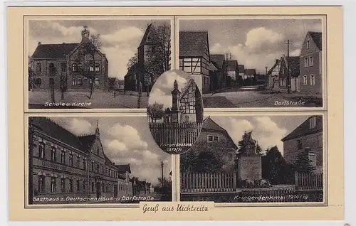 88756 Mehrbild Ak Gruß aus Uichteritz Gasthaus, Kriegerdenkmal um 1940