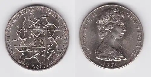 1 Dollar Kupfer Nickel Münze Neuseeland Commonwealthgames 1974 (109277)