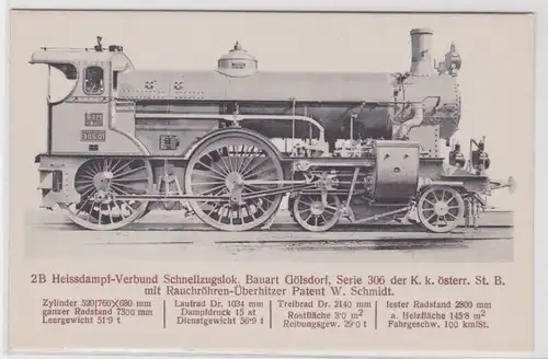 903082 AK K.k. ö. Staatsbahn Heissdampf-Schnellzugslok Bauart Gölsdorf Serie 306