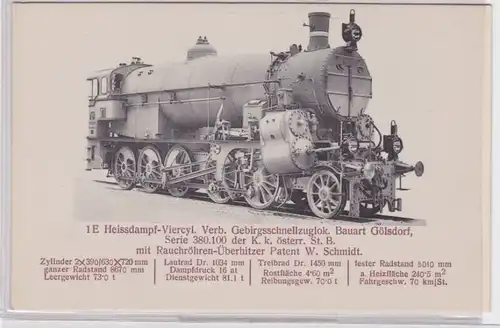 905188 AK K.k. öster. Staatsbahn Heissdampf-Gebirgsschnellzuglok Bauart Gölsdorf