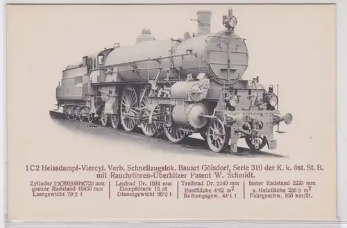 902690 AK K.k. österreich. Staatsbahn Heissdampf-Schnellzugslok Bauart Gölsdorf