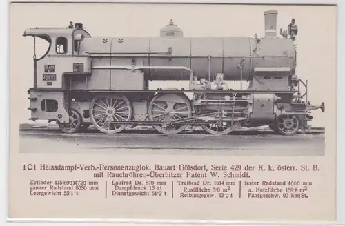 905284 AK K.k. österreich. Staatsbahn Heissdampf-Personenzuglok Bauart Gölsdorf