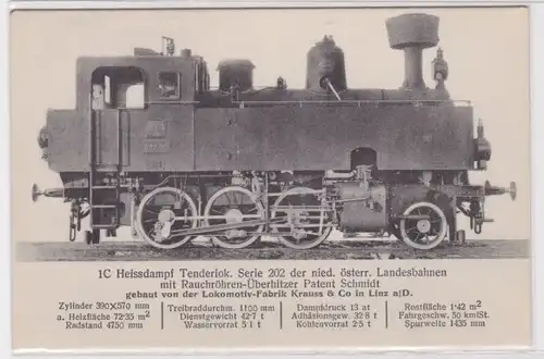 905121 AK K.k. österreichische Staatsbahn Heissdampf Tenderlok Serie 202