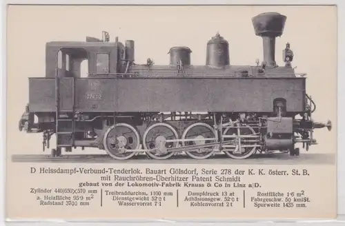 904932 AK K.k. österreichische Staatsbahn Heissdampf-Verbund-Tenderlok