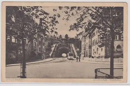 905016 AK Stuttgart - Schwab-Tunnel mit Straßenbahn, Straßenansicht